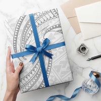 White Sunday Lotu Tamaiti Wrapping Paper Polynesian Wave Pastel Gray LT9 - Polynesian Pride