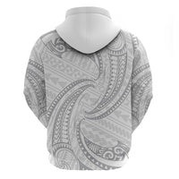 White Sunday Lotu Tamaiti Zip Hoodie Polynesian Wave Pastel Gray - Polynesian Pride