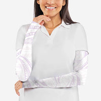 White Sunday Lotu Tamaiti Arm Sleeves Polynesian Wave Pastel Mauve LT9 - Polynesian Pride