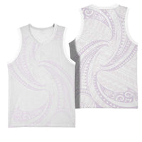 White Sunday Lotu Tamaiti Basketball Jersey Polynesian Wave Pastel Mauve LT9 - Polynesian Pride
