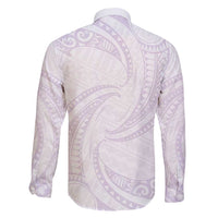 White Sunday Lotu Tamaiti Family Matching Off Shoulder Maxi Dress and Hawaiian Shirt Polynesian Wave Pastel Mauve - Polynesian Pride