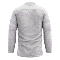 White Sunday Lotu Tamaiti Hockey Jersey Polynesian Wave Pastel Mauve LT9 - Polynesian Pride