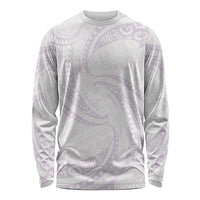 White Sunday Lotu Tamaiti Long Sleeve Shirt Polynesian Wave Pastel Mauve LT9 Unisex Mauve - Polynesian Pride