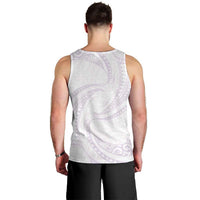 White Sunday Lotu Tamaiti Men Tank Top Polynesian Wave Pastel Mauve LT9 - Polynesian Pride