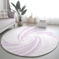 White Sunday Lotu Tamaiti Round Carpet Polynesian Wave Pastel Mauve - Polynesian Pride