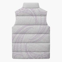 White Sunday Lotu Tamaiti Sleeveless Puffer Jacket Polynesian Wave Pastel Mauve LT9 - Polynesian Pride