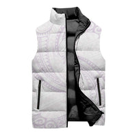 White Sunday Lotu Tamaiti Sleeveless Puffer Jacket Polynesian Wave Pastel Mauve LT9 - Polynesian Pride