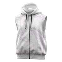 White Sunday Lotu Tamaiti Sleeveless Zip Hoodie Polynesian Wave Pastel Mauve LT9 Mauve - Polynesian Pride