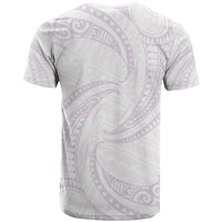 White Sunday Lotu Tamaiti T Shirt Polynesian Wave Pastel Mauve - Polynesian Pride