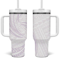 White Sunday Lotu Tamaiti Tumbler With Handle Polynesian Wave Pastel Mauve - Polynesian Pride