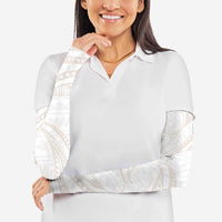 White Sunday Lotu Tamaiti Arm Sleeves Polynesian Wave Pastel Nude LT9 - Polynesian Pride