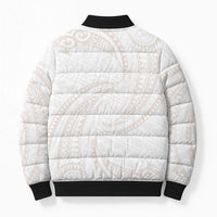 White Sunday Lotu Tamaiti Bomber Puffer Jacket Polynesian Wave Pastel Nude LT9 - Polynesian Pride