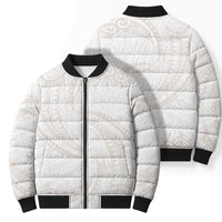 White Sunday Lotu Tamaiti Bomber Puffer Jacket Polynesian Wave Pastel Nude LT9 - Polynesian Pride