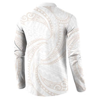 White Sunday Lotu Tamaiti Button Sweatshirt Polynesian Wave Pastel Nude LT9 - Polynesian Pride