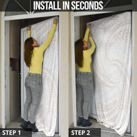 White Sunday Lotu Tamaiti Door Cover Polynesian Wave Pastel Nude - Polynesian Pride