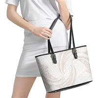 White Sunday Lotu Tamaiti Leather Tote Bag Polynesian Wave Pastel Nude - Polynesian Pride