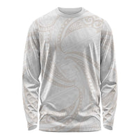 White Sunday Lotu Tamaiti Long Sleeve Shirt Polynesian Wave Pastel Nude LT9 Unisex Nude - Polynesian Pride