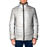 White Sunday Lotu Tamaiti Padded Jacket Polynesian Wave Pastel Nude LT9 Men Nude - Polynesian Pride