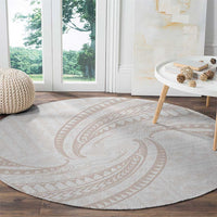 White Sunday Lotu Tamaiti Round Carpet Polynesian Wave Pastel Nude - Polynesian Pride