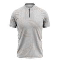 White Sunday Lotu Tamaiti Zipper Polo Shirt Polynesian Wave Pastel Nude LT9 Nude - Polynesian Pride