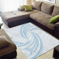 White Sunday Lotu Tamaiti Area Rug Polynesian Wave Pastel Sky Blue - Polynesian Pride