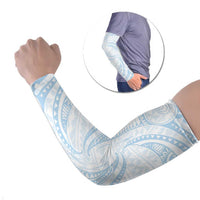 White Sunday Lotu Tamaiti Arm Sleeves Polynesian Wave Pastel Sky Blue LT9 Set of 2 Blue - Polynesian Pride
