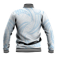 White Sunday Lotu Tamaiti Baseball Jacket Polynesian Wave Pastel Sky Blue LT9 - Polynesian Pride