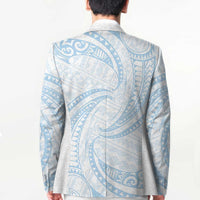 White Sunday Lotu Tamaiti Blazer Polynesian Wave Pastel Sky Blue - Polynesian Pride