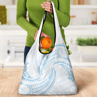 White Sunday Lotu Tamaiti Grocery Bag Polynesian Wave Pastel Sky Blue LT9 - Polynesian Pride