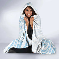 White Sunday Lotu Tamaiti Hooded Blanket Polynesian Wave Pastel Sky Blue - Polynesian Pride