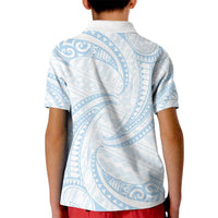 White Sunday Lotu Tamaiti Kid Polo Shirt Polynesian Wave Pastel Sky Blue - Polynesian Pride