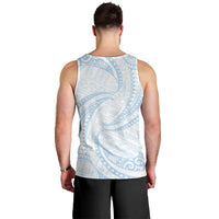 White Sunday Lotu Tamaiti Men Tank Top Polynesian Wave Pastel Sky Blue LT9 - Polynesian Pride