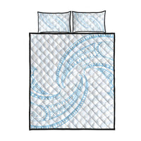 White Sunday Lotu Tamaiti Quilt Bed Set Polynesian Wave Pastel Sky Blue - Polynesian Pride
