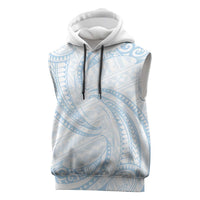White Sunday Lotu Tamaiti Sleeveless Hoodie Polynesian Wave Pastel Sky Blue LT9 Blue - Polynesian Pride