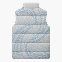White Sunday Lotu Tamaiti Sleeveless Puffer Jacket Polynesian Wave Pastel Sky Blue LT9 - Polynesian Pride