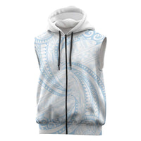 White Sunday Lotu Tamaiti Sleeveless Zip Hoodie Polynesian Wave Pastel Sky Blue LT9 Blue - Polynesian Pride