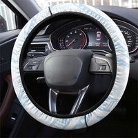 White Sunday Lotu Tamaiti Steering Wheel Cover Polynesian Wave Pastel Sky Blue LT9 - Polynesian Pride
