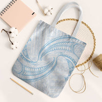 White Sunday Lotu Tamaiti Tote Bag Polynesian Wave Pastel Sky Blue - Polynesian Pride