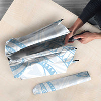 White Sunday Lotu Tamaiti Umbrella Polynesian Wave Pastel Sky Blue - Polynesian Pride