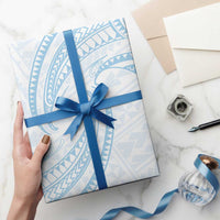 White Sunday Lotu Tamaiti Wrapping Paper Polynesian Wave Pastel Sky Blue LT9 - Polynesian Pride