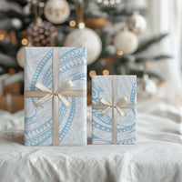 White Sunday Lotu Tamaiti Wrapping Paper Polynesian Wave Pastel Sky Blue LT9 - Polynesian Pride
