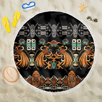 Black Batik Papua-inspired Pattern Beach Blanket LT9 One Size 150cm Black - Polynesian Pride