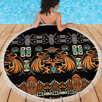 Black Batik Papua-inspired Pattern Beach Blanket LT9 - Polynesian Pride