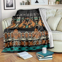 Black Batik Papua-inspired Pattern Blanket LT9 Black - Polynesian Pride