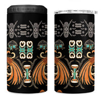 Black Batik Papua-inspired Pattern 4 in 1 Can Cooler Tumbler LT9 One Size: 16 oz Black - Polynesian Pride