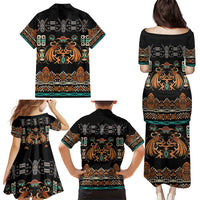 Black Batik Papua-inspired Pattern Family Matching Puletasi and Hawaiian Shirt LT9 - Polynesian Pride