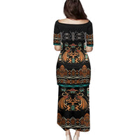 Black Batik Papua-inspired Pattern Family Matching Puletasi and Hawaiian Shirt LT9 - Polynesian Pride