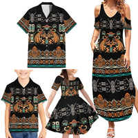 Black Batik Papua-inspired Pattern Family Matching Summer Maxi Dress and Hawaiian Shirt LT9 - Polynesian Pride