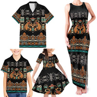 Black Batik Papua-inspired Pattern Family Matching Tank Maxi Dress and Hawaiian Shirt LT9 - Polynesian Pride