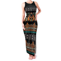 Black Batik Papua-inspired Pattern Family Matching Tank Maxi Dress and Hawaiian Shirt LT9 Mom's Dress Black - Polynesian Pride